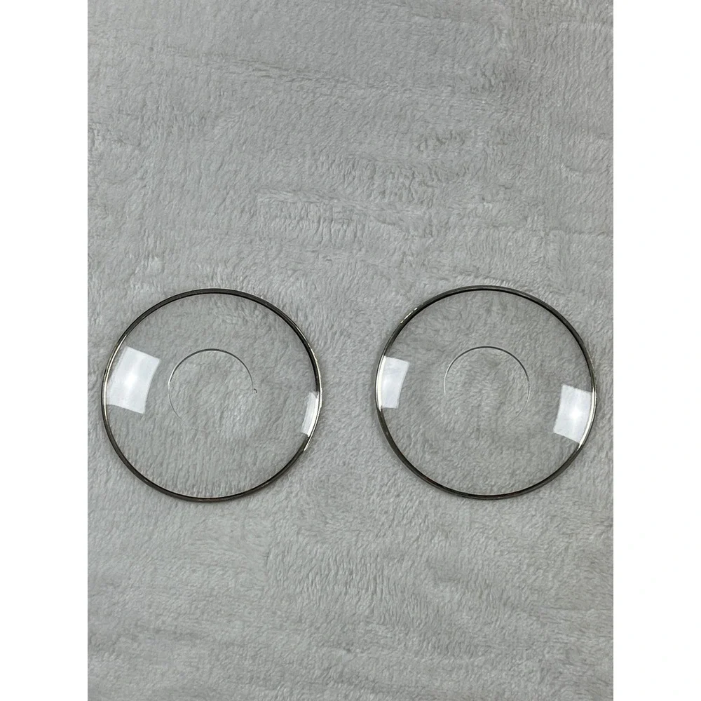Set of 2 Glass Bobeches Candle Wax Drip Protectors Clear with Silver Rim 2.75in